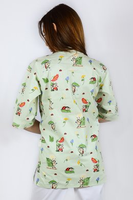 Košeľa dámska zdravotná EVA - vzor lienky v zelenej farbe - VYROBENÉ NA SLOVENSKU