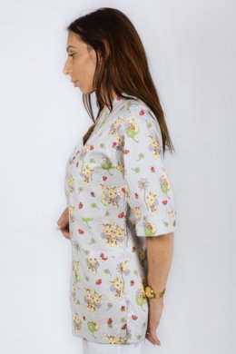 Košeľa dámska zdravotná EVA - vzor včielky v sivej farbe - VYROBENÉ NA SLOVENSKU