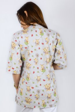 Košeľa chirurgická 02- dámska - vzor včielky v sivej farbe -  VYROBENÉ NA SLOVENSKU