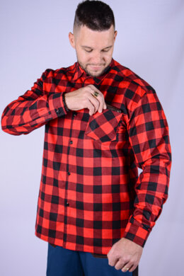 Košeľa flanelová - červená - veľkosť 46-48 - VYROBENÉ NA SLOVENSKU