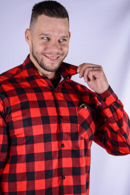Košeľa flanelová - červená - veľkosť 46-48 - VYROBENÉ NA SLOVENSKU