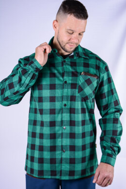 Košeľa flanelová - zelená - veľkosť 46-48 - VYROBENÉ NA SLOVENSKU