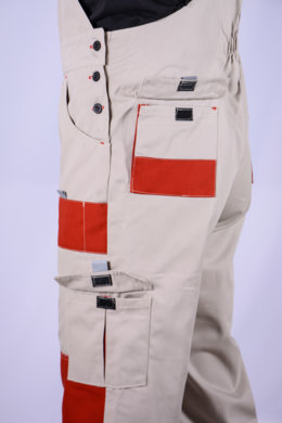 Nohavice trakové MAJSTER - béžovo -červené - VYROBENÉ NA SLOVENSKU