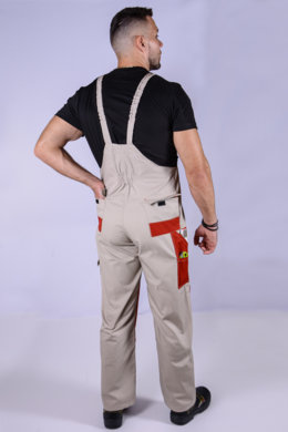 Nohavice trakové MAJSTER - béžovo -červené - VYROBENÉ NA SLOVENSKU