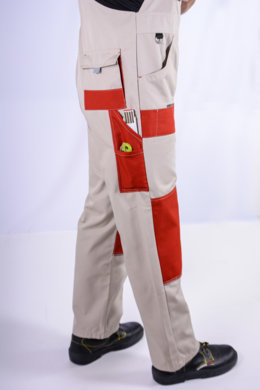 Nohavice trakové MAJSTER - béžovo -červené - VYROBENÉ NA SLOVENSKU