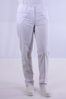 Nohavice MIRA na pevný pás - všitá guma -  biele  - VYROBENÉ NA SLOVENSKU