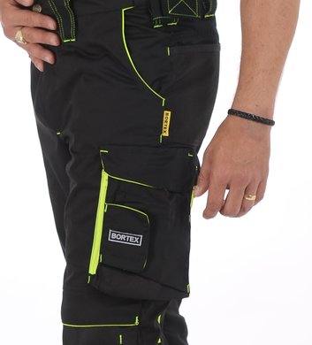 Nohavice BORTEX - pevný pás - čierne - VYROBENÉ NA SLOVENSKU