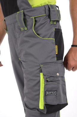 Pracovné nohavice na traky BORTEX  -  sivé - VYROBENÉ NA SLOVENSKU