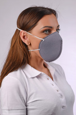 Respirátor RS-2, štvorvrstvový (1 vrstva-100% polyester, 1 vrstva-polyuretánová pena,2 vrstvy-100% polyester + ióny striebra) - dámsky - VYROBENÉ NA SLOVENSKU