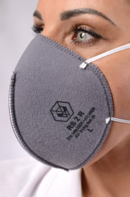Respirátor RS-2, štvorvrstvový (1 vrstva-100% polyester, 1 vrstva-polyuretánová pena,2 vrstvy-100% polyester + ióny striebra) - dámsky - VYROBENÉ NA SLOVENSKU