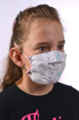 Rúško na tvár detské-BORT - pre dievča (dvojvrstvové-100% bavlna) 018 - VYROBENÉ NA SLOVENSKU