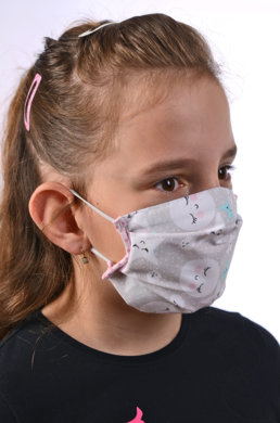 Rúško na tvár detské-BORT - pre dievča (dvojvrstvové-100% bavlna) 018 - VYROBENÉ NA SLOVENSKU