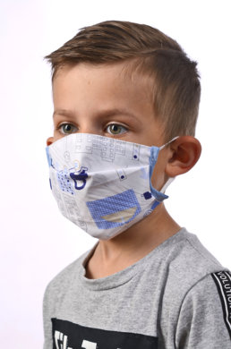 Rúško na tvár detské-BORT - pre chlapca (dvojvrstvové-100% bavlna) 019 - VYROBENÉ NA SLOVENSKU
