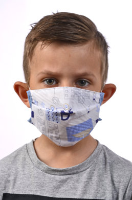 Rúško na tvár detské BORT- pre chlapca (dvojvrstvové-100% bavlna) 019 - VYROBENÉ NA SLOVENSKU