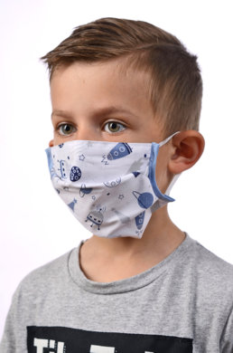 Rúško na tvár detské - pre chlapca (dvojvrstvové-100% bavlna) VYROBENÉ NA SLOVENSKU