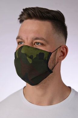 Antibakteriálne rúško so striebrom B03- BORTEX, slovenský výrobok, dvojvrstvové-1.vrstva(100%bavlna), 2.vrstva (100%polyester s iónmi striebra) -maskáčové 003