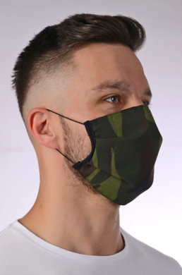 Rúško antibakteriálne na tvár-BORT,dvojvrstvové-1vrstva(100%bavlna), 1vrstva (100%polyester s iónmi striebra) maskáčové 003 - VYROBENÉ NA SLOVENSKU