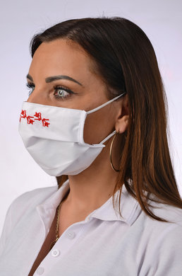 Rúško antibakteriálne na tvár-BORT,dvojvrstvové-1vrstva(100%bavlna), 1vrstva (100%polyester s iónmi striebra) s ozdobným ornamentom-výšivka (červené) 014 - VYROBENÉ NA SLOVENSKU