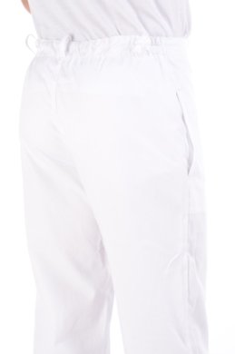 Nohavice na pevný pás biele (zmesový materiál)  pánske - VYROBENÉ NA SLOVENSKU