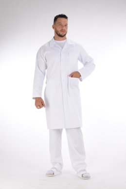 Plášť pracovný biely - pánsky  (100% bavlna, výška 176,182) - VYROBENÉ NA SLOVENSKU