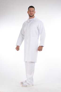 Plášť pracovný biely - pánsky  (zmesový materiál, výška 176,182) - VYROBENÉ NA SLOVENSKU