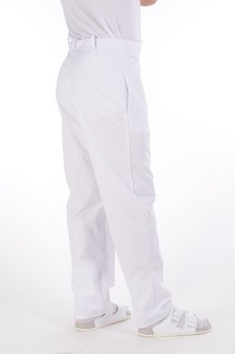 Nohavice na pevný pás biele (zmesový materiál)  pánske - VYROBENÉ NA SLOVENSKU