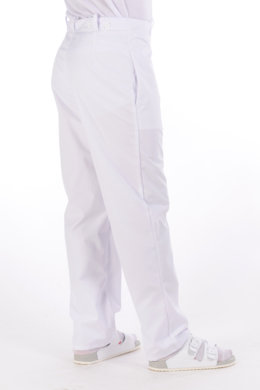Nohavice na pevný pás biele (100% bavlna)  pánske - VYROBENÉ NA SLOVENSKU