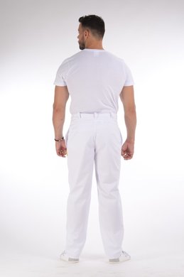 Nohavice na pevný pás biele (zmesový materiál)  pánske - VYROBENÉ NA SLOVENSKU