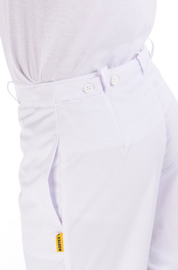 Nohavice na pevný pás biele (100% bavlna)  pánske - VYROBENÉ NA SLOVENSKU