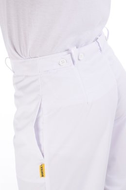 Nohavice na pevný pás biele (zmesový materiál)  pánske - VYROBENÉ NA SLOVENSKU