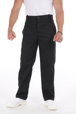 Nohavice na pevný pás - pánske -  čierne (zmesový materiál) VYROBENÉ NA SLOVENSKU
