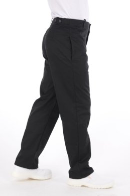 Nohavice na pevný pás  - pánske - čierne (zmesový materiál) - VYROBENÉ NA SLOVENSKU
