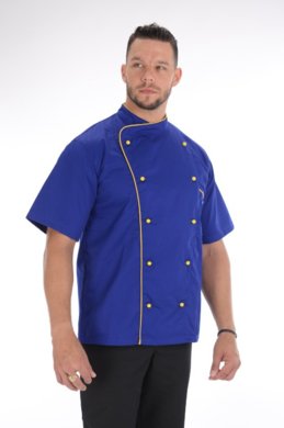 Blúza Karlík s olemovaním pánska - modrý-krátky rukáv  (zmesový materiál) VYROBENÉ NA SLOVENSKU