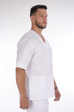 Košeľa chirurgická 02 - pánska - biela - VYROBENÉ NA SLOVENSKU
