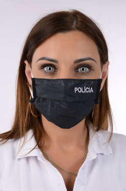 Rúško antibakteriálne na tvár-BORT,dvojvrstvové-1vrstva(100%bavlna), 1vrstva (100%polyester s iónmi striebra) s políciou - výšivka (biela) 021 - VYROBENÉ NA SLOVENSKU