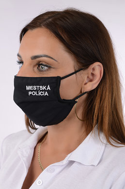 Antibakteriálne rúško so striebrom B03- BORTEX, slovenský výrobok, dvojvrstvové-1.vrstva(100%bavlna), 2.vrstva (100%polyester s iónmi striebra) s mestskou políciou-výšivka 024