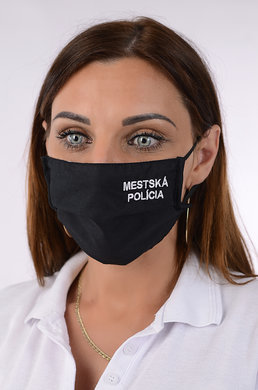 Antibakteriálne rúško so striebrom B03- BORTEX, slovenský výrobok, dvojvrstvové-1.vrstva(100%bavlna), 2.vrstva (100%polyester s iónmi striebra) s mestskou políciou-výšivka 024