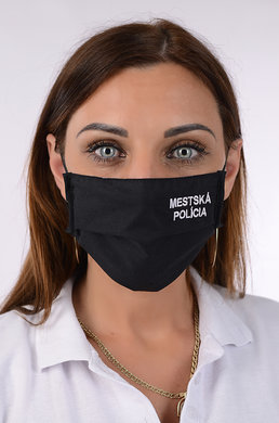 Antibakteriálne rúško so striebrom B03- BORTEX, slovenský výrobok, dvojvrstvové-1.vrstva(100%bavlna), 2.vrstva (100%polyester s iónmi striebra) s mestskou políciou-výšivka 024