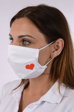 Rúško bavlnené na tvár B03-BORT (dvojvrstvové-100% bavlna) s potlačou-srdce 028 - VYROBENÉ NA SLOVENSKU