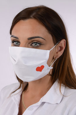 Rúško bavlnené na tvár B03-BORT (dvojvrstvové-100% bavlna) s potlačou-srdce 028 - VYROBENÉ NA SLOVENSKU