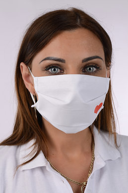 Rúško bavlnené na tvár B03-BORT (dvojvrstvové-100% bavlna) s potlačou-srdce 028 - VYROBENÉ NA SLOVENSKU