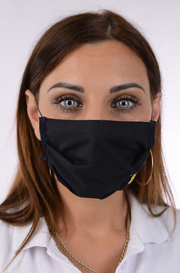 Rúško bavlnené na tvár B03-BORT (dvojvrstvové-100% bavlna) s potlačou-smailík (čierne) 027 - VYROBENÉ NA SLOVENSKU