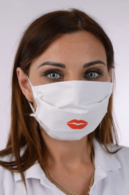 Rúško bavlnené na tvár B03-BORT (dvojvrstvové-100% bavlna) s potlačou plné pery 030 - VYROBENÉ NA SLOVENSKU