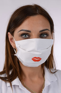 Ochranné rúško na tvár bavlnené B03-BORT.slovenský výrobok (dvojvrstvové-100% bavlna) s potlačou plné pery 030