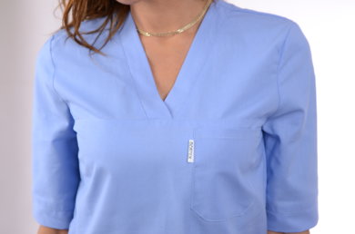 Košeľa chirurgická - dámska - modrá -  VYROBENÉ NA SLOVENSKU