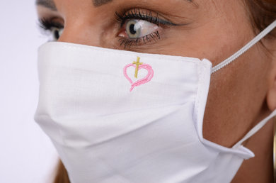 Rúško bavlnené na tvár-BORT (dvojvrstvové-100% bavlna) s výšivkou krížik 039 - VYROBENÉ NA SLOVENSKU