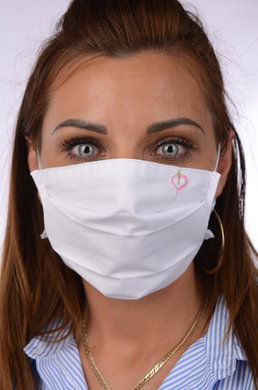 Rúško bavlnené na tvár-BORT (dvojvrstvové-100% bavlna) s výšivkou krížik 039 - VYROBENÉ NA SLOVENSKU