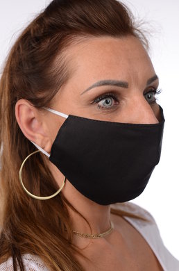 Rúško bavlnené na tvár B00-BORT (dvojvrstvové-100% bavlna)  čierne 044 - VYROBENÉ NA SLOVENSKU