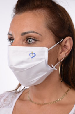 Rúško bavlnené na tvár-BORT (dvojvrstvové-100% bavlna) s výšivkou krížik (modré) 040 - VYROBENÉ NA SLOVENSKU