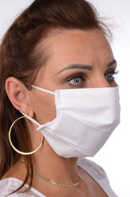 Rúško bavlnené na tvár-BORT (dvojvrstvové-100% bavlna) s výšivkou - krížik (modré) 040 - VYROBENÉ NA SLOVENSKU